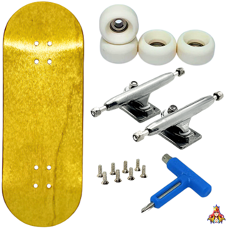 Fingerboard Premium Soldier Bar Yellow - Trucks Leefai G4 Raw - Rodas Urethane PRO 65D
