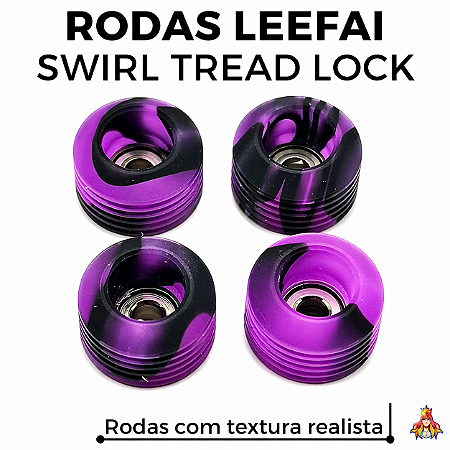Kit de Rodas Leefai Swirl modelo "TreadLock" 80D cor Purple