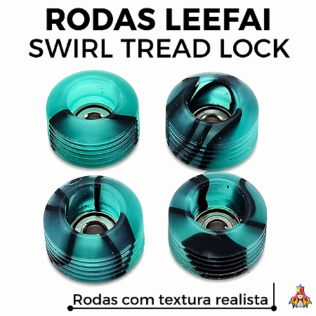Kit de Rodas Leefai Swirl modelo "TreadLock" 80D cor Turquoise