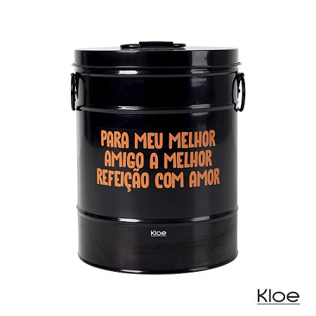 Porta Ração Preto com Dosador Kloe