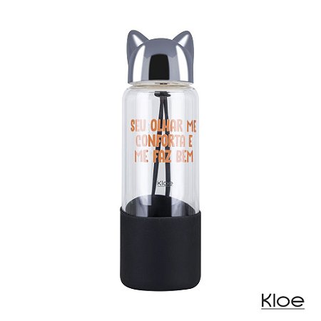 Garrafa de Vidro Gato Preto Kloe