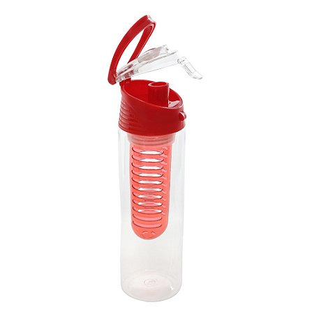 Garrafa Plástico Com Infusor E Tampa Vermelha 690ml