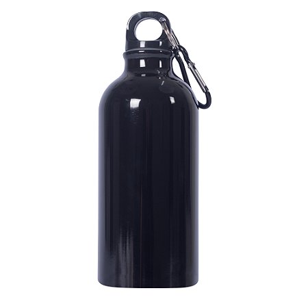 Kit 10 Squeeze Garrafa Mosquetão de Alumínio de 500ml Sem Resina Preto