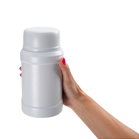 Garrafa Térmica de 800ml Branca Inox + Colher dobrável + Bag Térmica - Sem Resina