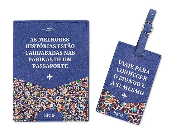 Kit Viagem Porta Passaporte e Tag Mala - Ladrilhos