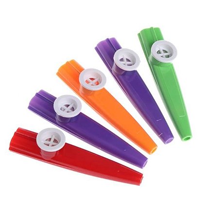 KIT C/ 5 KAZOO PLÁSTICO - Cores Variadas