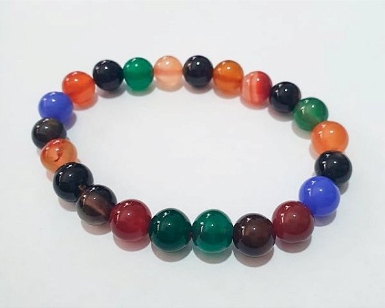 Pulseira de Ágatas Coloridas