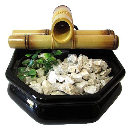 Fonte feng shui baguá M 17 cm - preta