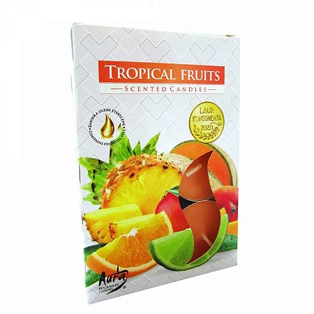 Velas Tealights Perfumadas Caixa com 6 Unidades Aura - Frutas Tropicais