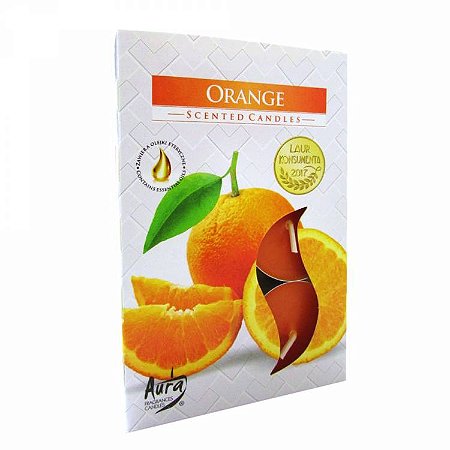 Velas Tealights Perfumadas Caixa com 6 Unidades Aura - Laranja