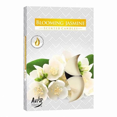 Velas Tealights Perfumadas Caixa com 6 Unidades Aura - Blooming Jasmine
