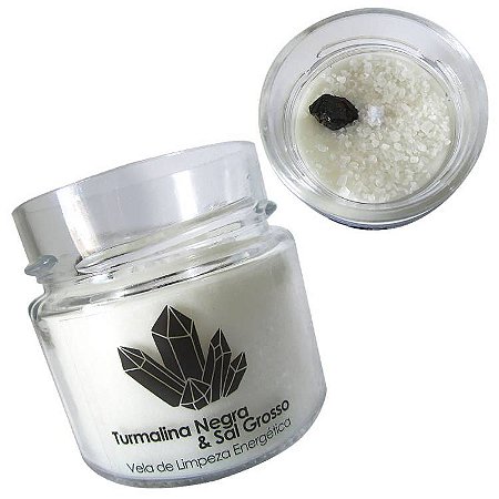 Vela Aromatizada de Limpeza Energética - Turmalina Negra e Sal Grosso