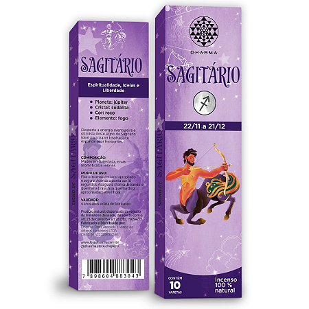 Incenso linha Zodíaco Dharma Signo de Sagitário