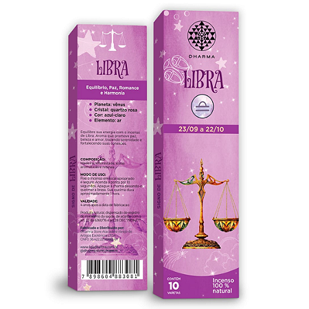Incenso linha Zodíaco Dharma Signo de Libra