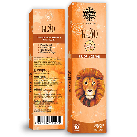 Incenso linha Zodíaco Dharma Signo de Leão