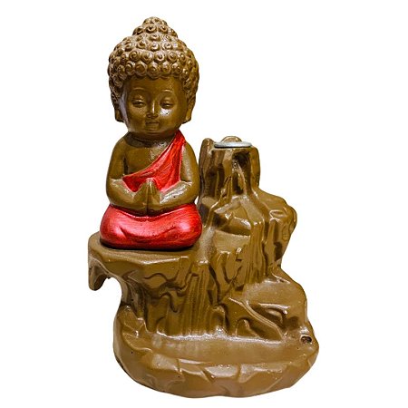 Incensário Cascata - Buda Meditando Vermelho