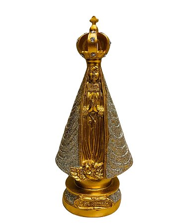 Nossa Senhora Aparecida - Manto Dourado com Glitter - Pequena