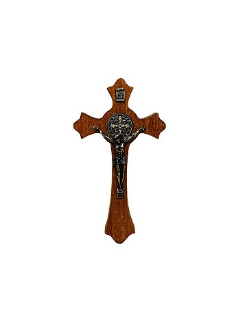 Crucifixo de Madeira para Parede - Pequeno - Ouro Velho