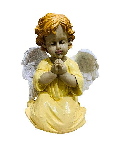 Menino Anjo Rezando - Grande - Amarelo