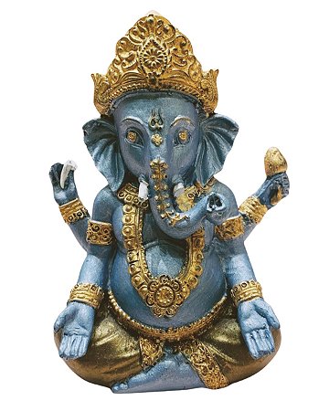 Ganesha da Prosperidade azul metalico 14 cm