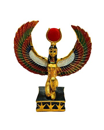 Estatua Isis Alada com Asas Abertas - Colorida - Pequena