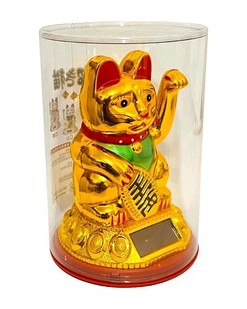 Enfeite de Gato da Sorte Japonês - Manekineko - Dourado