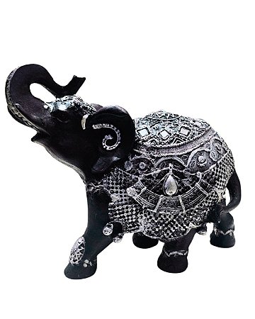 ELEFANTE DA SORTE M - PRATA E PRETO