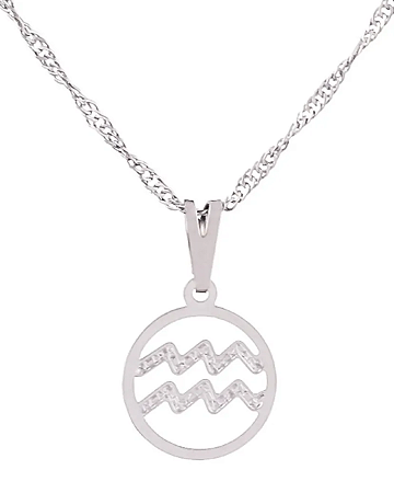 Gargantilha Signo Aquário 12 mm - Sunshine Cristais Tamanho: 1.Corrente 45 cm