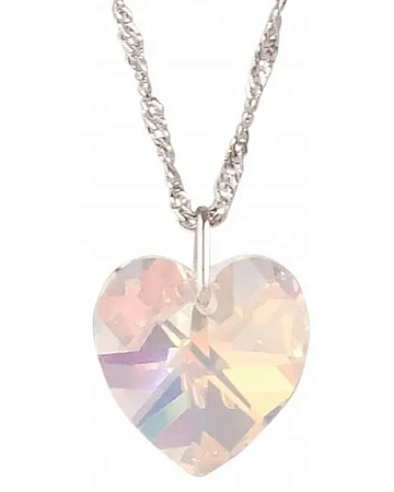 Gargantilha Coração Swarovski 10mm Ab - Sunshine Cristais