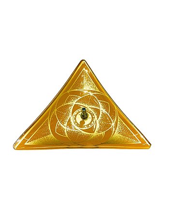 Incensario de Vidro Triangular - Amarelo e Dourado