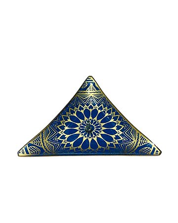 Incensário de Vidro Triangular - Azul e Dourado