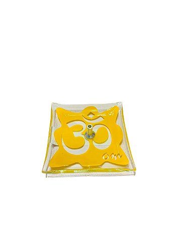 Incensário de Vidro Vertical - Om em Amarelo