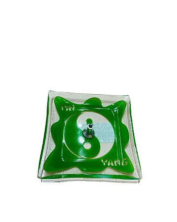 Incensário de Vidro Vertical - Ying Yang Verde