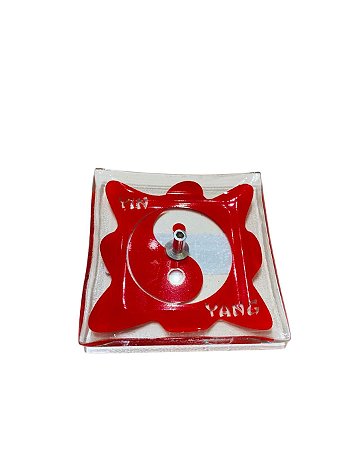 Incensário de Vidro Vertical - Ying Yang Vermelho