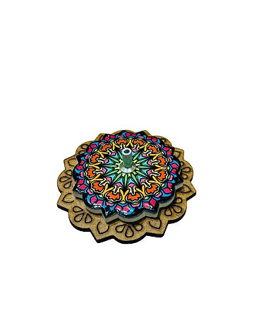 Incensário de Vertical MDF - Mandala Colorida
