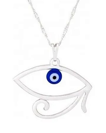 Colar Pingente Olho De Hórus + Olho Grego 3cm Super Proteção
