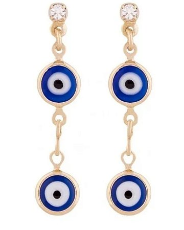 Brinco com Olho Grego Duplo dourado