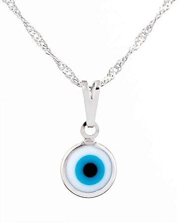 Colar com Olho Grego 10,5 mm Branco