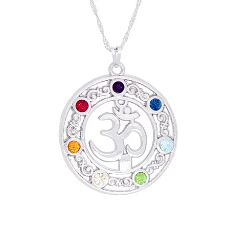 COLAR OM CHAKRAS 34 MM PRATA