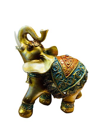 Estatua em Resina - Elefante Vermelho e Azul