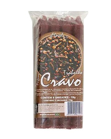 Vela Flovel Aromática Marrom - Palito - Cravo - Pacote com 8