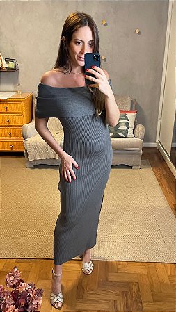 VESTIDO TRICOT OMBRO A OMBRO