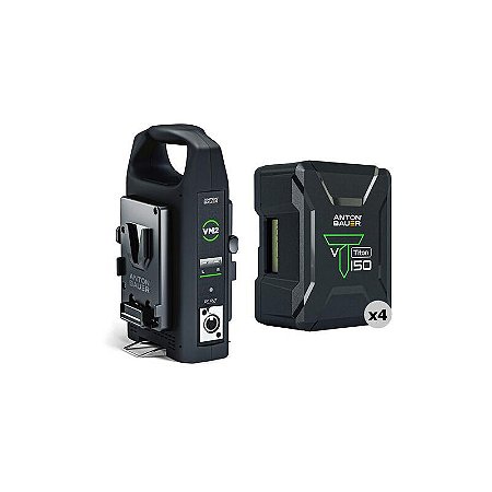 Anton Bauer Kit Titon 150 V-Mount (4 × 144 Wh) com Carregador VM2 Dual-Bay