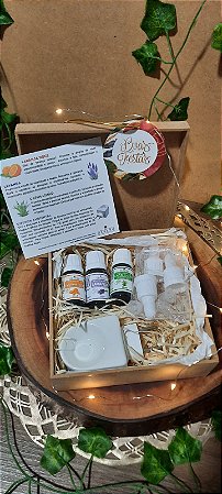 Kit Sereno - 03 Óleos Essenciais Relaxantes + Difusor de Porcelana (Presenteável)