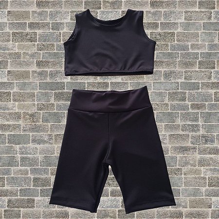 Conjunto Infantil e Juvenil para treino short e top preto