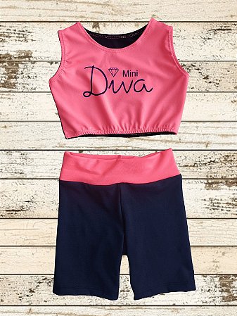 Conjunto Infantil e Juvenil para treino short e top minidiva