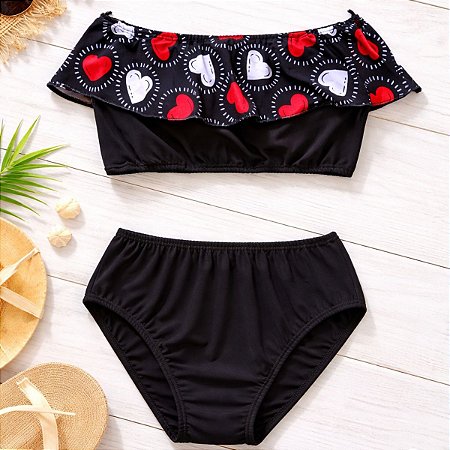 Biquíni Infantil Ciganinha com Babado de Coração