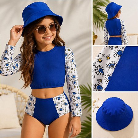 Conjunto Infantil Manga Longa Olho Grego + Chapéu Brinde