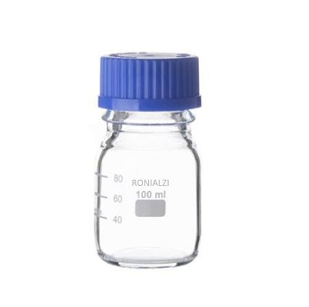 Frasco Reagente C/Tampa Azul Autoclavável Incolor 100Ml Ronialzi