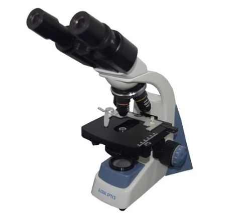 Microscópio Biológico Binocular de Ótica Finita Acromático LED 1W Bateria Aumento 1000x New Optics